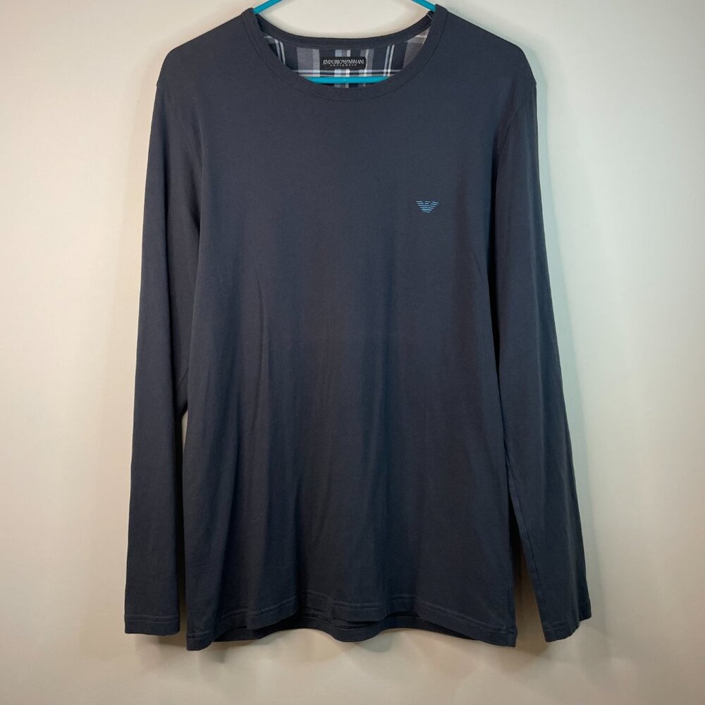 Emporio Armani Men's Long Sleeve Pajama Shirt Navy Blue Size Small No Tag